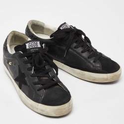 Pre Owned Golden Goose Black Suede and Leather Superstar Low Top Sneakers Size 39