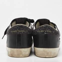 Pre Owned Golden Goose Black Suede and Leather Superstar Low Top Sneakers Size 39