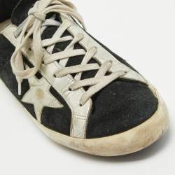 Pre Owned Golden Goose Black Suede Superstar Lace Up Sneakers Size 38