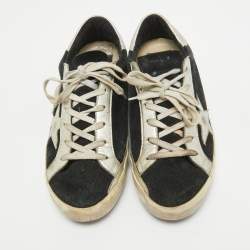 Pre Owned Golden Goose Black Suede Superstar Lace Up Sneakers Size 38