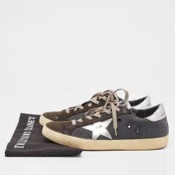 Pre Owned Golden Goose Black Canvas and Leather Superstar Sneakers Size 39