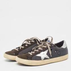 Pre Owned Golden Goose Black Canvas and Leather Superstar Sneakers Size 39