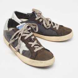 Pre Owned Golden Goose Black Canvas and Leather Superstar Sneakers Size 39