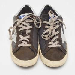 Pre Owned Golden Goose Black Canvas and Leather Superstar Sneakers Size 39