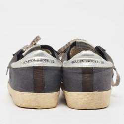 Pre Owned Golden Goose Black Canvas and Leather Superstar Sneakers Size 39