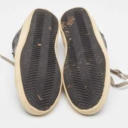 Pre Owned Golden Goose Black Canvas and Leather Superstar Sneakers Size 39