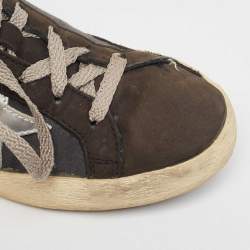 Pre Owned Golden Goose Black Canvas and Leather Superstar Sneakers Size 39