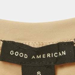 Pre Owned Good American Beige Studded Jersey Long Sleeve Maxi Dress S