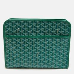 Pre Owned Goyard Green Goyardine Coated Canvas Jouvence GM Toiletry Bag