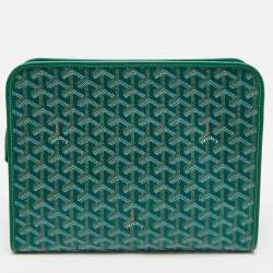 Pre Owned Goyard Green Goyardine Coated Canvas Jouvence GM Toiletry Bag