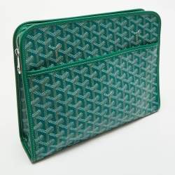 Pre Owned Goyard Green Goyardine Coated Canvas Jouvence GM Toiletry Bag