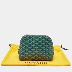 Pre Owned Goyard Green Goyardine Coated Canvas and Leather Vendome Cosmetic Pouch