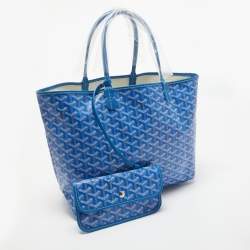 Goyard Blue Goyardine Coated Canvas and Leather Saint Louis PM Tote