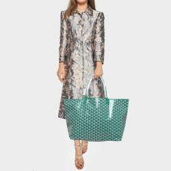 Pre Owned Goyard Green Goyardine Coated Canvas and Leather Saint Louis GM Tote