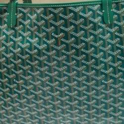 Pre Owned Goyard Green Goyardine Coated Canvas and Leather Saint Louis GM Tote