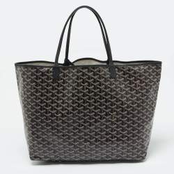 Pre Owned Goyard Black Goyardine Coated Canvas and Leather Saint Louis GM Tote
