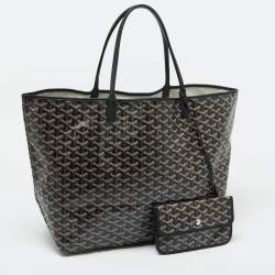 Pre Owned Goyard Black Goyardine Coated Canvas and Leather Saint Louis GM Tote
