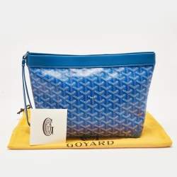 Goyard Blue Goyardine Coated Canvas and Leather Conti Pouch