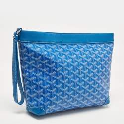 Goyard Blue Goyardine Coated Canvas and Leather Conti Pouch