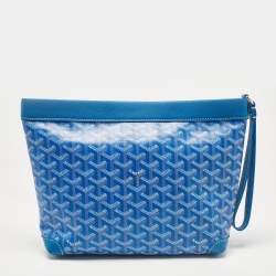 Goyard Blue Goyardine Coated Canvas and Leather Conti Pouch