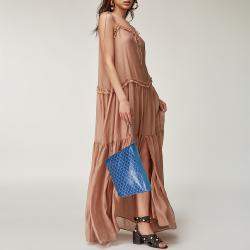 Pre Owned Goyard Blue Goyardine Coated Canvas and Leather Conti Pouch