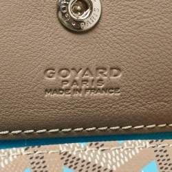 Pre Owned Goyard Grey/Turquoise Goyardine Coated Canvas and Leather Saint Louis Claire Voie GM Tote