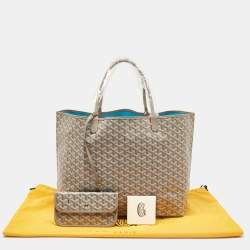 Pre Owned Goyard Grey/Turquoise Goyardine Coated Canvas and Leather Saint Louis Claire Voie GM Tote