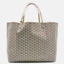 Pre Owned Goyard Grey/Turquoise Goyardine Coated Canvas and Leather Saint Louis Claire Voie GM Tote