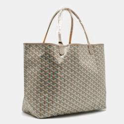 Pre Owned Goyard Grey/Turquoise Goyardine Coated Canvas and Leather Saint Louis Claire Voie GM Tote