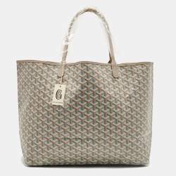 Pre Owned Goyard Grey/Turquoise Goyardine Coated Canvas and Leather Saint Louis Claire Voie GM Tote