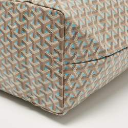Pre Owned Goyard Grey/Turquoise Goyardine Coated Canvas and Leather Saint Louis Claire Voie GM Tote