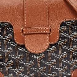 Pre Owned Goyard Tan/Black Goyardine Coated Canvas And Leather Mini Saigon Top Handle Bag