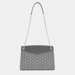 Goyard Grey Goyardine Coated Canvas and Leather Rouette Structure PM Shoulder Bag