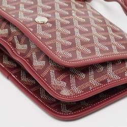 Pre Owned Goyard Burgundy Goyardine Coated Canvas and Leather Plumet Crossbody Bag