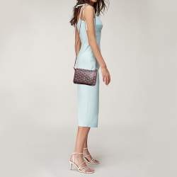 Pre Owned Goyard Burgundy Goyardine Coated Canvas and Leather Plumet Crossbody Bag