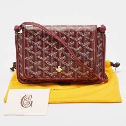 Pre Owned Goyard Burgundy Goyardine Coated Canvas and Leather Plumet Crossbody Bag