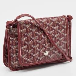 Pre Owned Goyard Burgundy Goyardine Coated Canvas and Leather Plumet Crossbody Bag