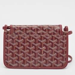 Pre Owned Goyard Burgundy Goyardine Coated Canvas and Leather Plumet Crossbody Bag