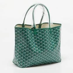 Pre Owned Goyard Green Goyardine Coated Canvas and Leather Saint Louis PM Tote