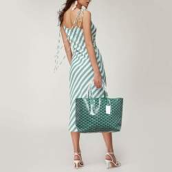 Pre Owned Goyard Green Goyardine Coated Canvas and Leather Saint Louis PM Tote