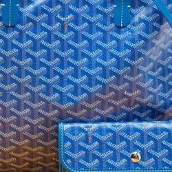 Goyard Blue Goyardine Coated Canvas and Leather Saint Louis PM Tote