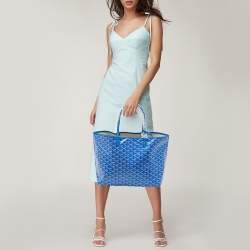 Goyard Blue Goyardine Coated Canvas and Leather Saint Louis PM Tote