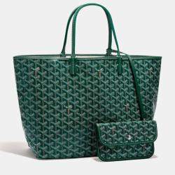 Pre Owned Goyard Green Goyardine Coated Canvas and Leather Saint Louis PM Tote Bag