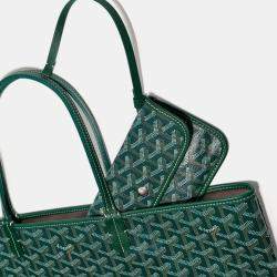 Pre Owned Goyard Green Goyardine Coated Canvas and Leather Saint Louis PM Tote Bag