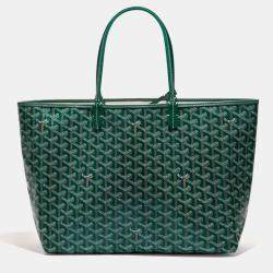 Pre Owned Goyard Green Goyardine Coated Canvas and Leather Saint Louis PM Tote Bag