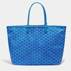Pre Owned Goyard Sky Blue Goyardine Coated Canvas and Leather Saint Louis PM Tote Bag