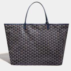 Pre Owned Goyard Navy Blue Goyardine Coated Canvas and Leather Saint Louis GM Tote Bag