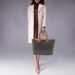 Pre Owned Goyard Brown Goyardine Coated Canvas and Leather Saint Louis PM Tote
