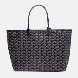 Goyard Navy Blue Goyardine Coated Canvas and Leather Saint Louis PM Tote Bag