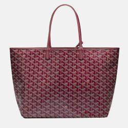 Pre Owned Goyard Burgundy Goyardine Coated Canvas and Leather Saint Louis PM Tote Bag